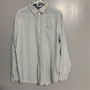 Kenneth Cole New York Mens White/Black Slim Fit  Button Down Mens‎ Size L